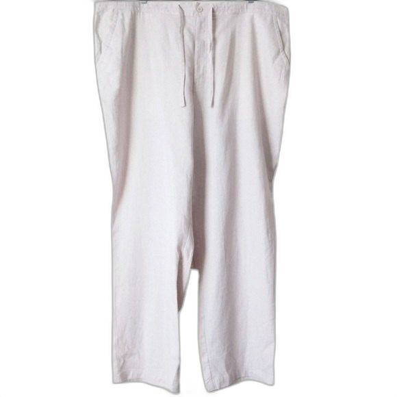 Linen Blend Pants Cubavera Khaki Elastic Adjustable Waist 3XB - Picture 2 of 9